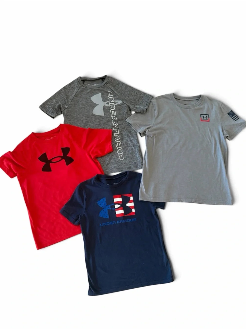 Under Armour Kids Short Sleeve Tees - Red, Gray, Navy